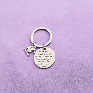 TGBJE Class Graduation Gift You’re Off to Great Places Keychain Mountain Quote Graduation Keychain Students Graduation Gift (Off To Great Places)