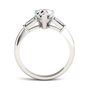 Charles & Colvard Created Moissanite 10x7mm Pear Cut Engagement Ring for Women | 2.47 cttw DEW | Lab Grown | Solid 14K White Gold with Rhodium | Size 7