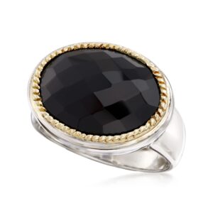 Ross-Simons Black Onyx Ring in Sterling Silver With 14kt Yellow Gold. Size 8