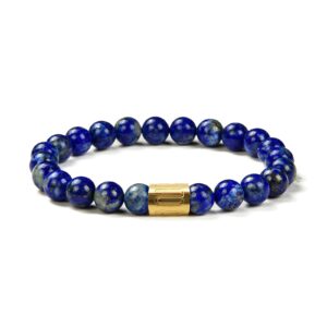 morchic lapis lazuli stone gem semi precious stretch bracelet for women men unisex, real natural blue gemstone 8mm beads, classic simple design cuff birthday gift 7.5 inch