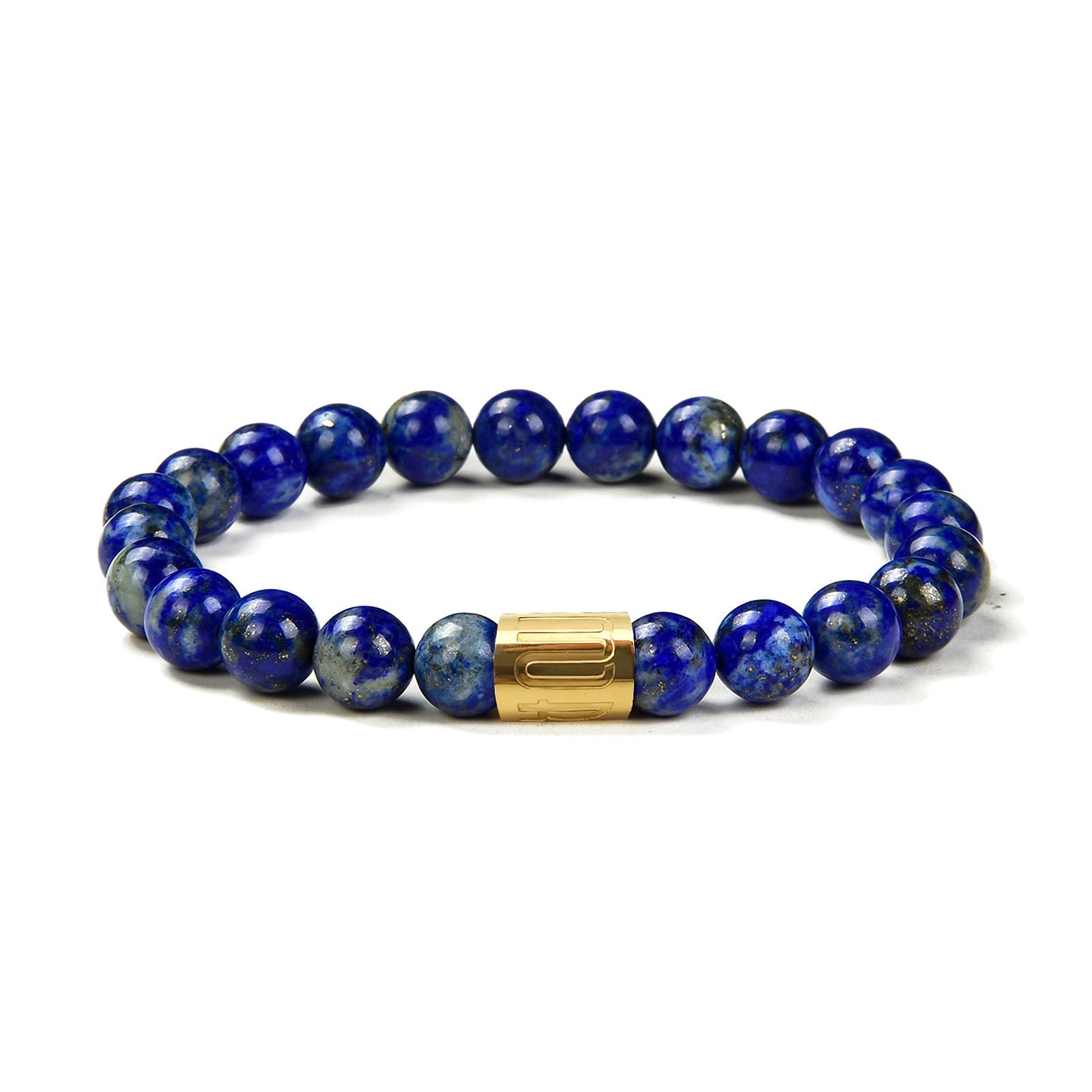 Morchic Lapis Lazuli Stone Gem Semi Precious Stretch Bracelet for Women Men Unisex, Real Natural Blue Gemstone 8mm Beads, Classic Simple Design Cuff Birthday Gift 7.5 Inch