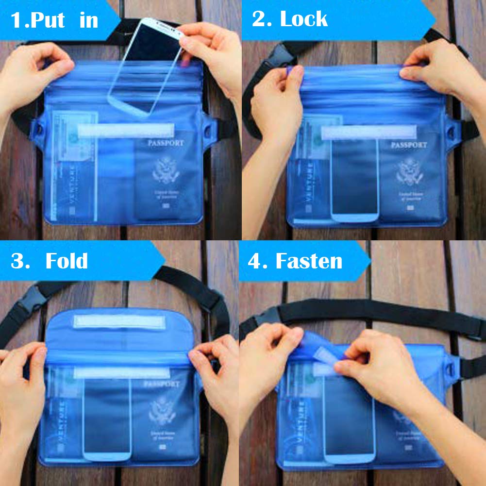 Tonando Waterproof Bags with Waist Shoulder Strap Best Dry Pouch Case to Keep Phone and Valuables Dry and Safe Perfect for Boating Swimming Snorkeling Kayaking Beach Water Parks