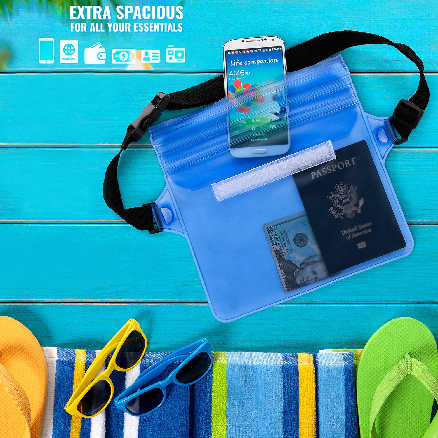 Tonando Waterproof Bags with Waist Shoulder Strap Best Dry Pouch Case to Keep Phone and Valuables Dry and Safe Perfect for Boating Swimming Snorkeling Kayaking Beach Water Parks