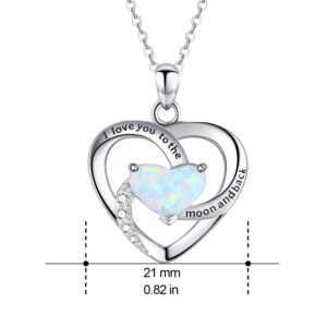 Cuoka Womens Heart Necklace Opal Jewelry I Love You To The Moon And Back Necklace Love Necklace Mother Son Gift Sister Gift Graduation Gift