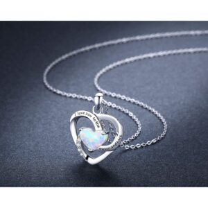 Cuoka Womens Heart Necklace Opal Jewelry I Love You To The Moon And Back Necklace Love Necklace Mother Son Gift Sister Gift Graduation Gift