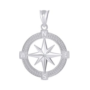 Exquisite 925 Sterling Silver Round North Star Compass Adventures Charm Pendant