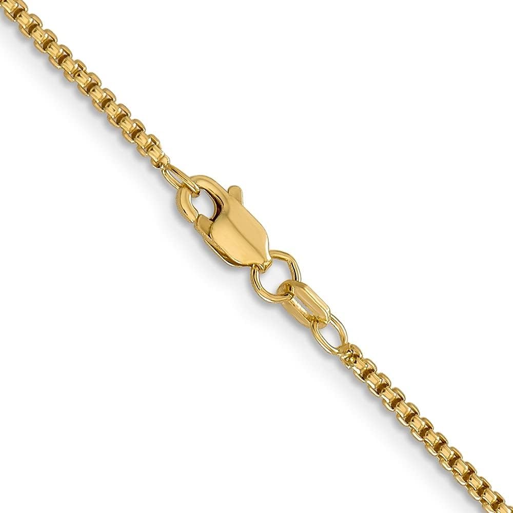 Diamond2Deal 14k Yellow Gold 1.5mm Hollow Round Box Chain Necklace 16"