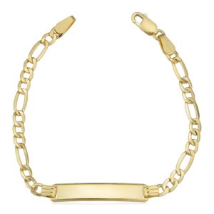 kooljewelry 14k yellow gold high polish figaro baby id bracelet (5.5 inches long)