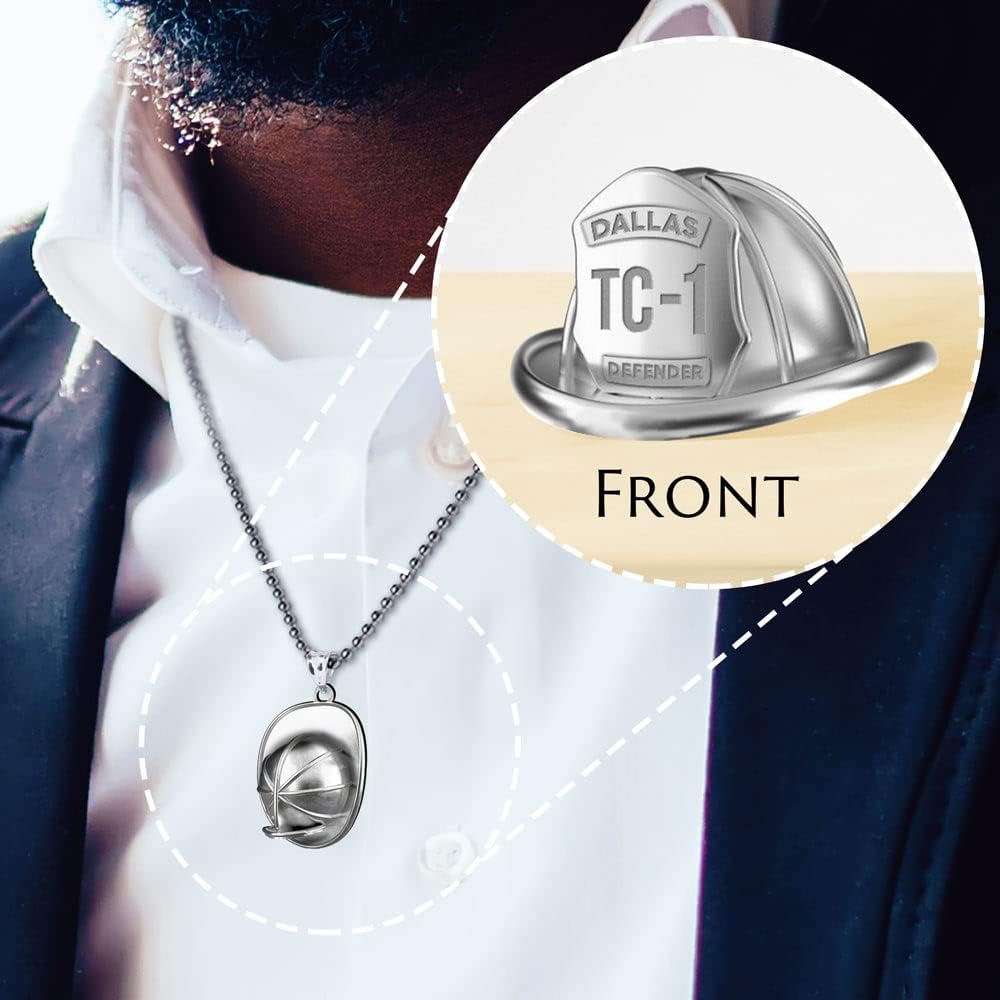 PicturesOnGold.com Stainless Steel 3D Firefighter Helmet with Badge Number & Department