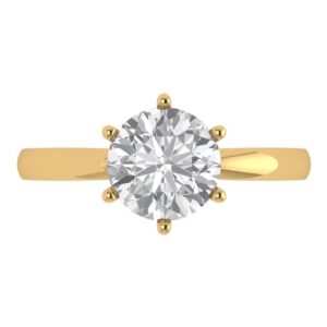 Clara Pucci 2.0 ct Round Cut Solitaire Genuine Moissanite Wedding Bridal Designer Anniversary Engagement Ring in 14k yellow Gold for Women