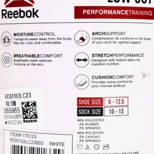 Reebok Men's Low-Cut Socks Performance Training 8 Pairs, Size 10-13 (White)