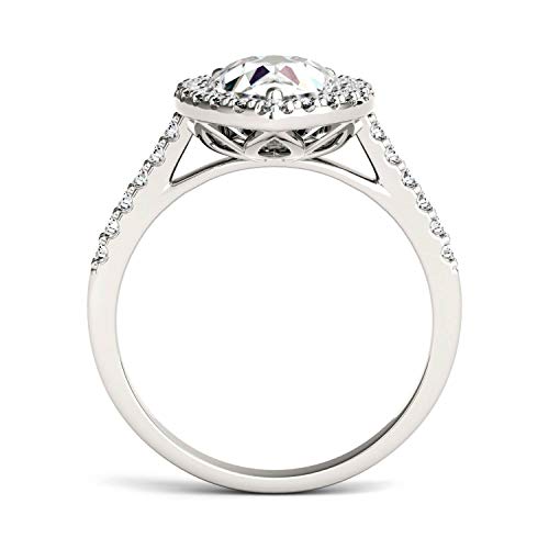 Charles & Colvard Created Moissanite 10x7mm Pear Cut Engagement Ring for Women | 2.58 cttw DEW | Lab Grown | Solid 14K White Gold with Rhodium | Size 6.5