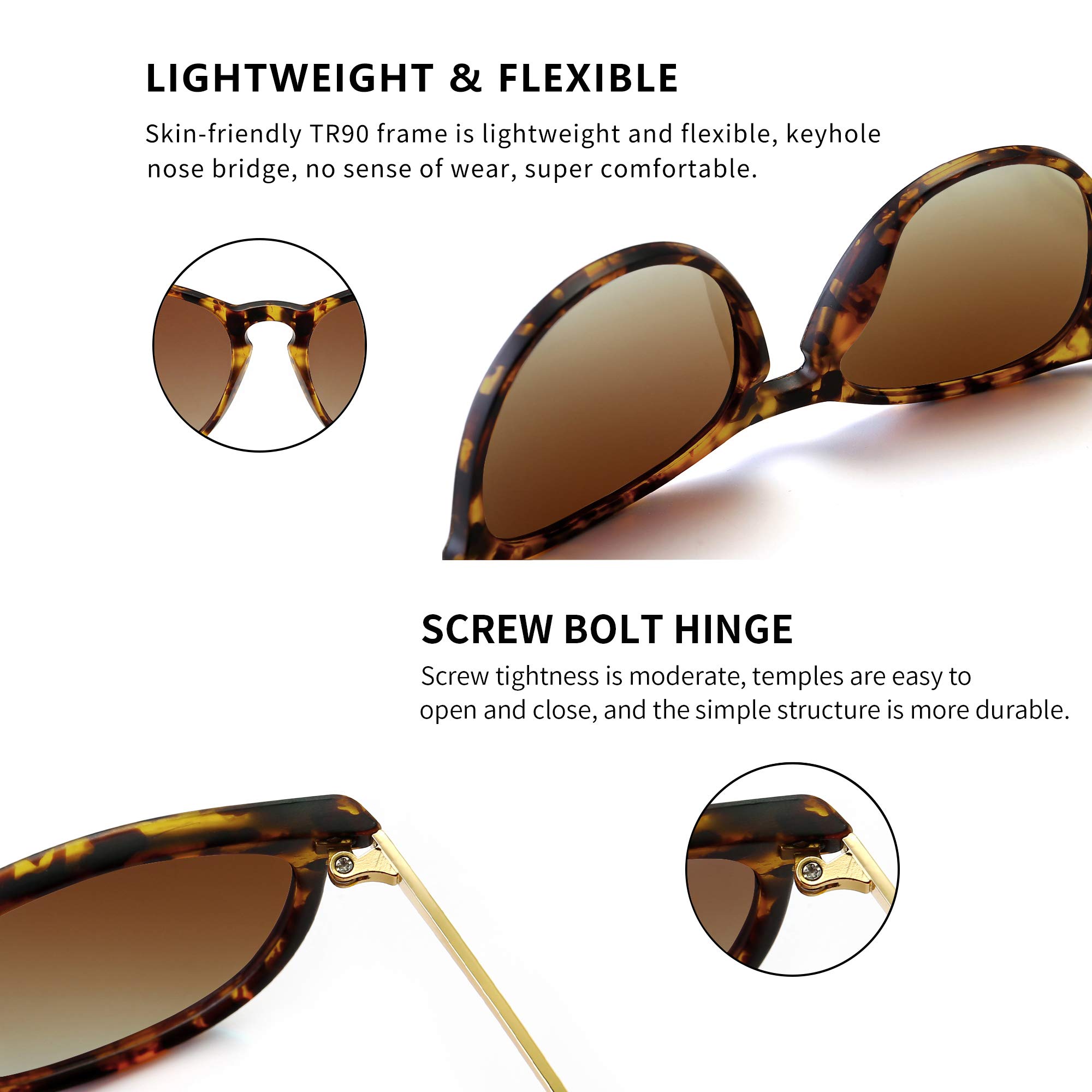 SUNGAIT Vintage Round Sunglasses for Women Men Classic Retro Designer Style (Amber Frame(Matte Finish)/Brown Gradient Lens) 1567HPKC