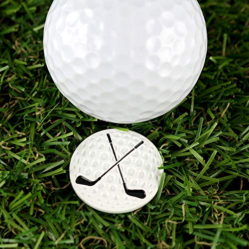 Myartte Golf Ball Marker Hat Clip Poker Chip 0.96 Inch Ball Markers Golf Gift for Men Women Golfer Assorted Pattern Stainless Iron 2 Hat Clip with 2 Golf Marker (Total 4 PCS)