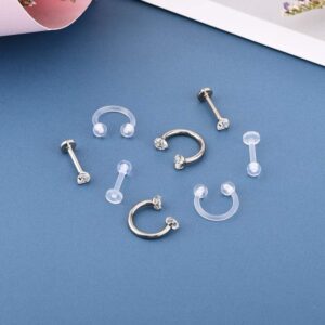 FECTAS Cartilage Earring Stud Forward-Helix Earrings-Internal Threaded Labret Lip Medusa Piercing Ring 16G