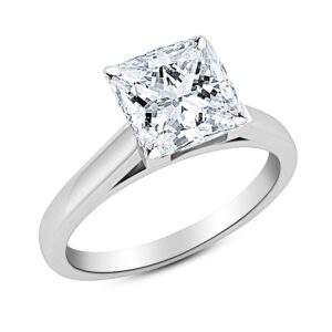 houston diamond district 3 ct princess cut cathedral solitaire diamond engagement ring 14k white gold (j color si1 clarity)