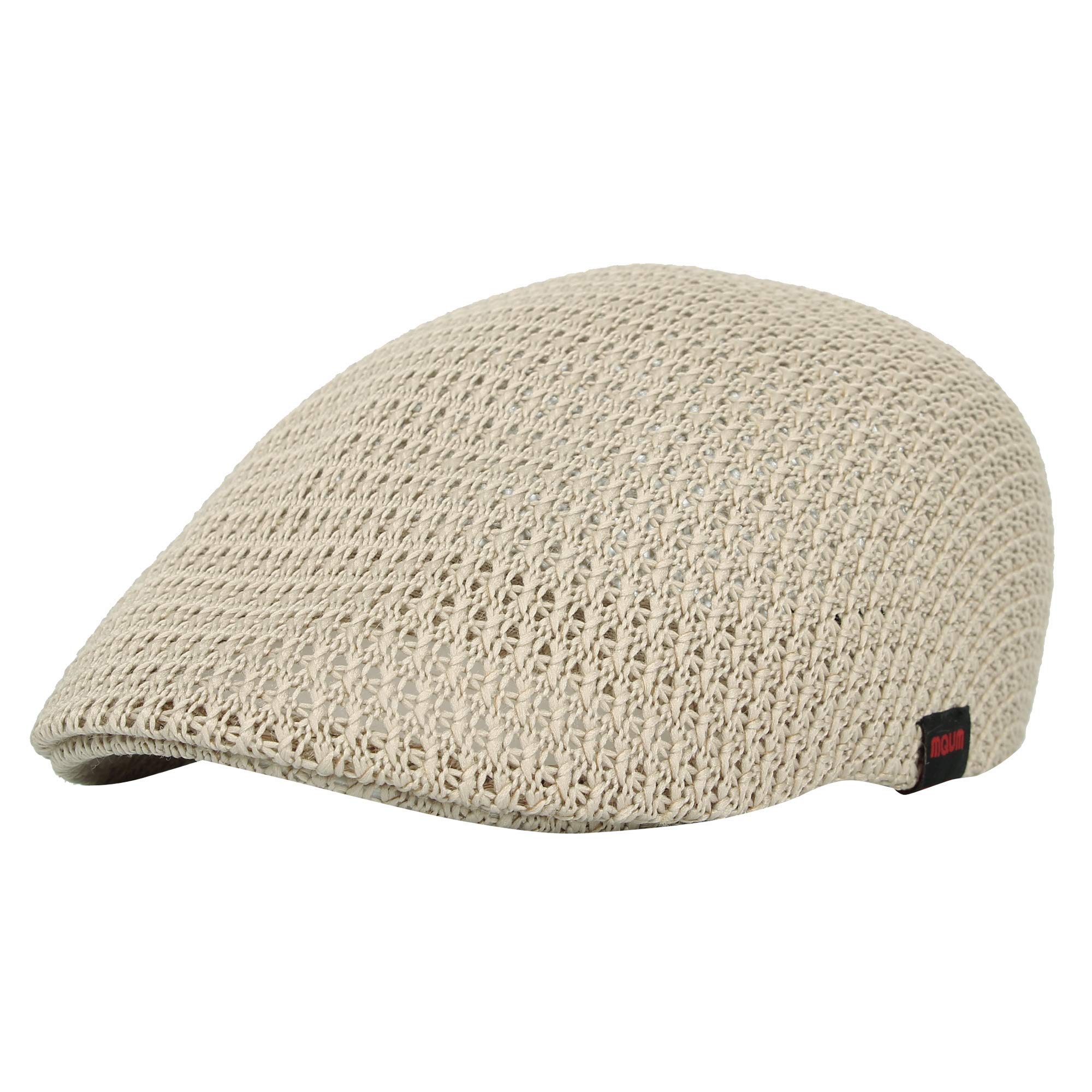 WITHMOONS Summer Mesh Flat Ivy Newsboy Driving Hat Cap AM31168 (Beige)