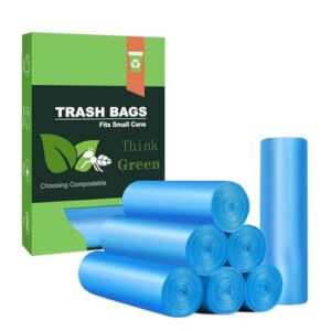 Small Trash Bags, AYOTEE 4-6 Gallon Compostable Garbage Bags, 4 Gallon Trash Bags, Unscented Leak Proof Biodegradable Bags Wastebasket Liners, Bathroom trash bags, Compost Bags (100 Counts, Blue)