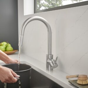 GROHE 32665DC3 Concetto Pull-Down Kitchen Faucet with sprayer Supersteel (Stainless Steel)