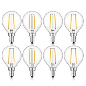 CRLight Candelabra LED Globe Bulb 30W Equivalent Soft White 3000K, 2W Dimmable E12 Base Vintage Edison G16 / G50 Filament Bulb, Chandelier Ceiling Fan Bathroom Vanity Mirror Light Bulbs, Pack of 8