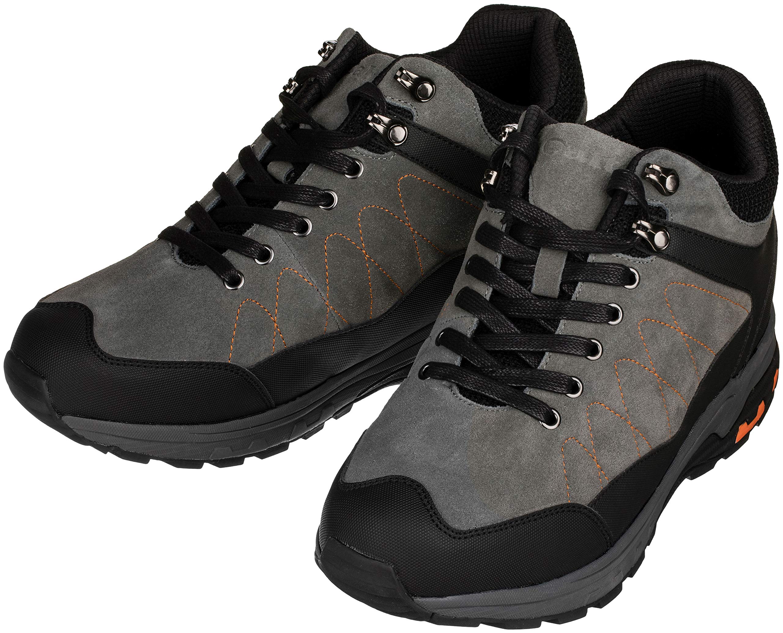 CALTO Men's Invisible Height Increasing Elevator Shoes - Grey Suede/Mesh Lace-up Hiking Boots - 3.2 Inches Taller - H75472 - Size 7 D(M) US