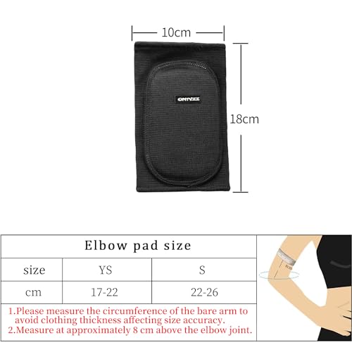 ONTYZZ Kids Elbow Pads with Thicken Sponge Padding Breathable Stretchy Cotton Elbow Pads Soft Elbow Pads for Volleyball Basketball Cycling Dancing Black-YS