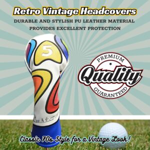 Majek Retro Golf Headcover Limited Edition Vintage Leather Style Psychedelic Colorful Groovy Custom Design #5 Fairway Wood Head Cover