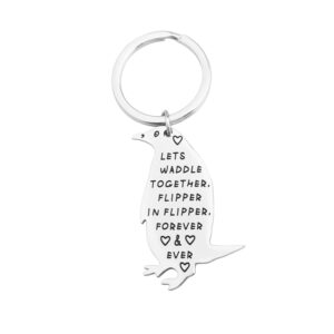 lywjyb birdgot penguin gift penguin couple keychain let’s waddle together cute penguin shape keychain wedding gift (penguin waddle)