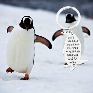 Lywjyb Birdgot Penguin Gift Penguin Couple Keychain Let’s Waddle Together Cute Penguin Shape Keychain Wedding Gift (Penguin Waddle)