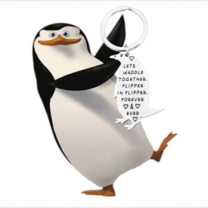 Lywjyb Birdgot Penguin Gift Penguin Couple Keychain Let’s Waddle Together Cute Penguin Shape Keychain Wedding Gift (Penguin Waddle)