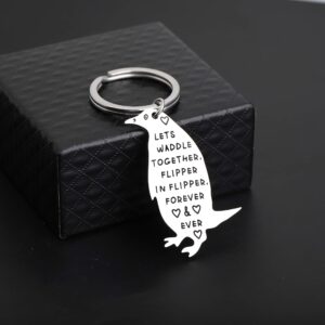 Lywjyb Birdgot Penguin Gift Penguin Couple Keychain Let’s Waddle Together Cute Penguin Shape Keychain Wedding Gift (Penguin Waddle)