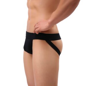 Billtop Men's Jockstrap Mesh Pouch Athletic Supporters Underwear, 4 Pack Black, Large