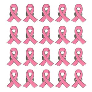 20PCS Official Breast Cancer Awareness Lapel Pins Hope Pink Ribbon Lapel Pins by CSPRING