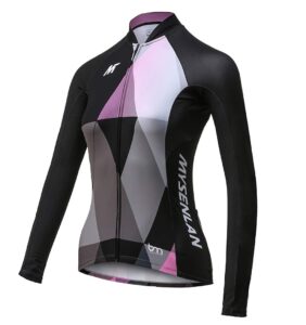 mysenlan women's cycling jersey running shirt long sleeve breathable bike shirt sports t-shirt black