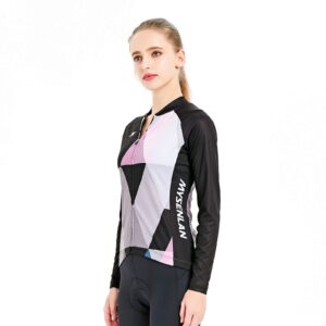 Mysenlan Women's Cycling Jersey Running Shirt Long Sleeve Breathable Bike Shirt Sports T-Shirt Black