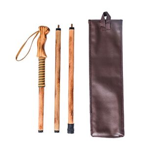 forest pilot 3-pc detachable hardwood walking stick pine handle with compass (nature color, 55 inches, 1 piece)