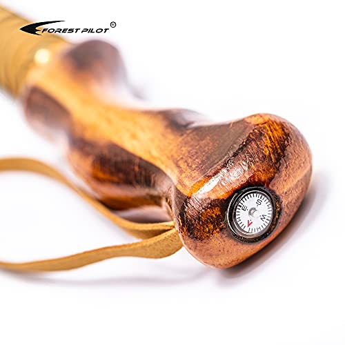 FOREST PILOT 3-pc Detachable Hardwood Walking Stick Pine Handle with Compass (Nature Color, 55 Inches, 1 Piece)