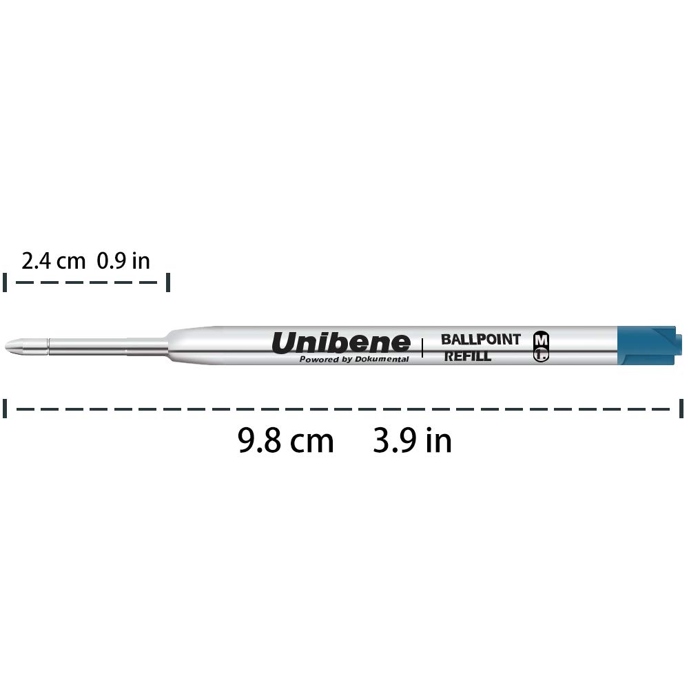 Unibene Parker Compatible Ballpoint Refills 12 Pack,1.0mm Medium Point-6 Black&6 Blue, Smooth Writing Replaceable German Ink Tactical Pen Refills for Parker Ballpoint/UZI Pen