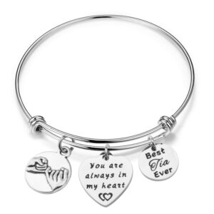 Lywjyb Birdgot Aunt Gift Best Tia Ever You Are Always in My Heart Gift Aunt Bracelet Auntie Bracelet Auntie Keepsake (Best Tia Ever BR)