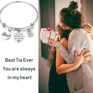 Lywjyb Birdgot Aunt Gift Best Tia Ever You Are Always in My Heart Gift Aunt Bracelet Auntie Bracelet Auntie Keepsake (Best Tia Ever BR)