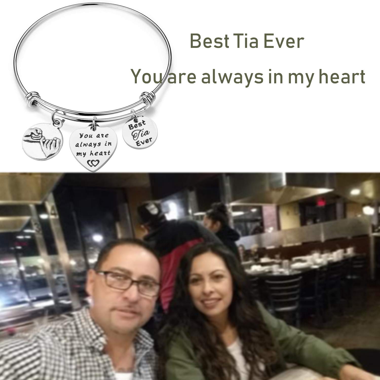 Lywjyb Birdgot Aunt Gift Best Tia Ever You Are Always in My Heart Gift Aunt Bracelet Auntie Bracelet Auntie Keepsake (Best Tia Ever BR)