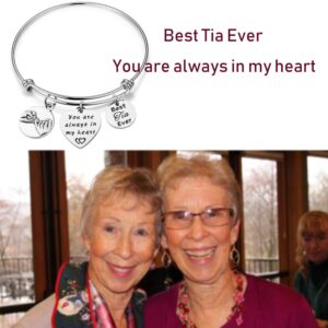 Lywjyb Birdgot Aunt Gift Best Tia Ever You Are Always in My Heart Gift Aunt Bracelet Auntie Bracelet Auntie Keepsake (Best Tia Ever BR)