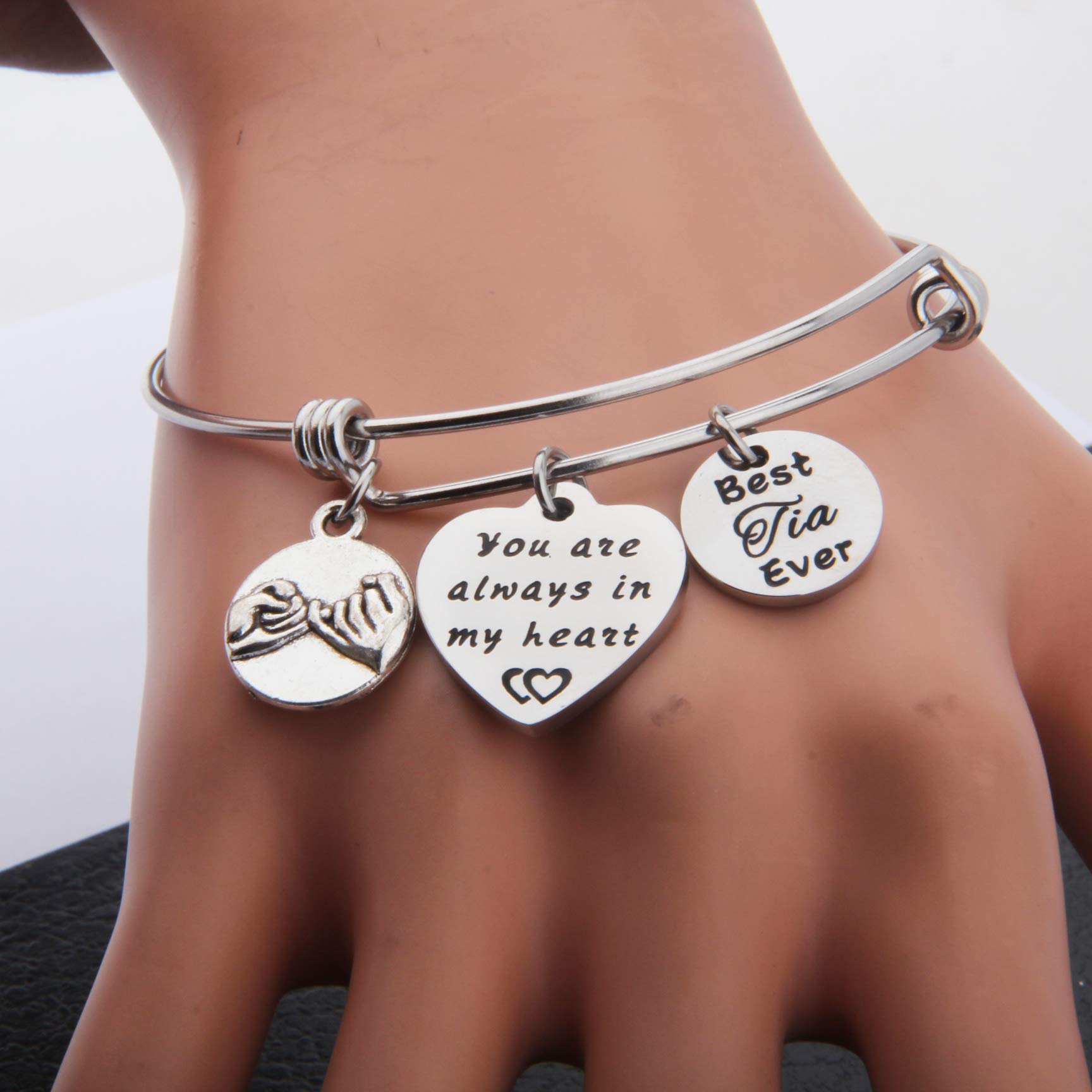 Lywjyb Birdgot Aunt Gift Best Tia Ever You Are Always in My Heart Gift Aunt Bracelet Auntie Bracelet Auntie Keepsake (Best Tia Ever BR)