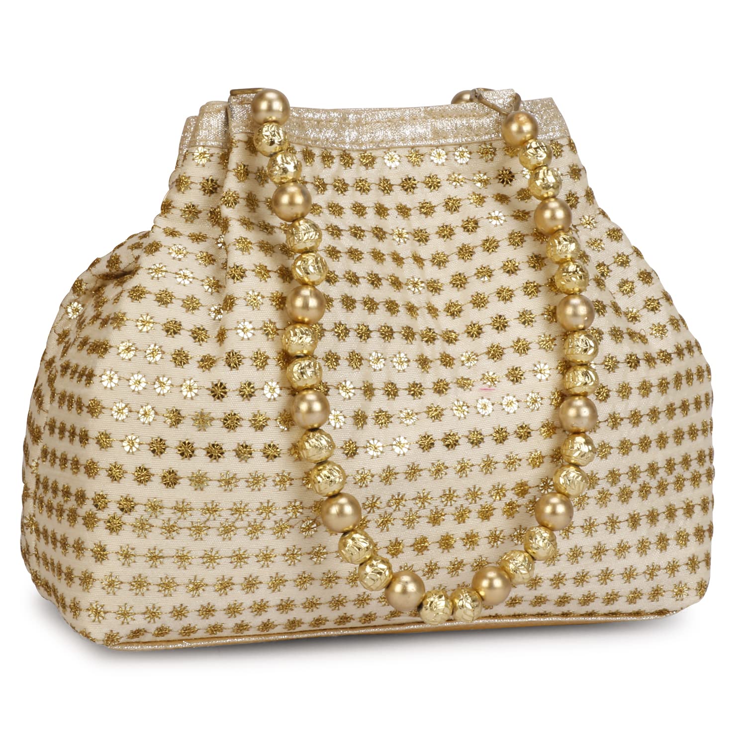 Fancy Haat Silk Ethnic Rajasthani Women's Potli Bag (Golden)