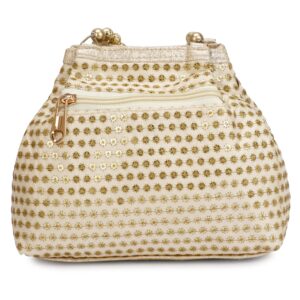 Fancy Haat Silk Ethnic Rajasthani Women's Potli Bag (Golden)