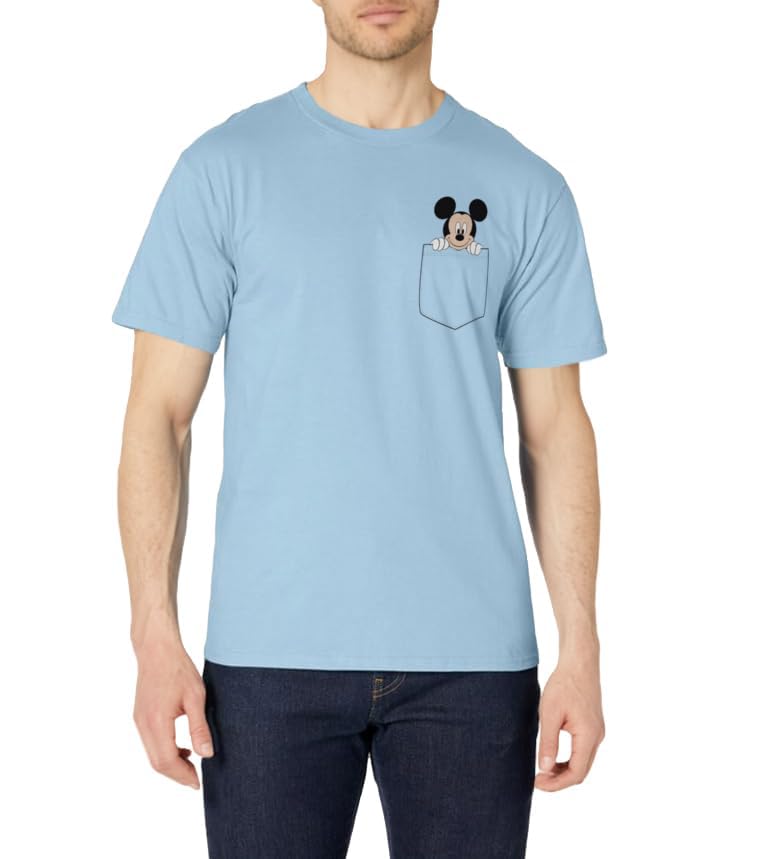 Disney Adult Classic Fit Mickey Mouse T-Shirt - Blue Cotton Crew Neck, ODNY-2045