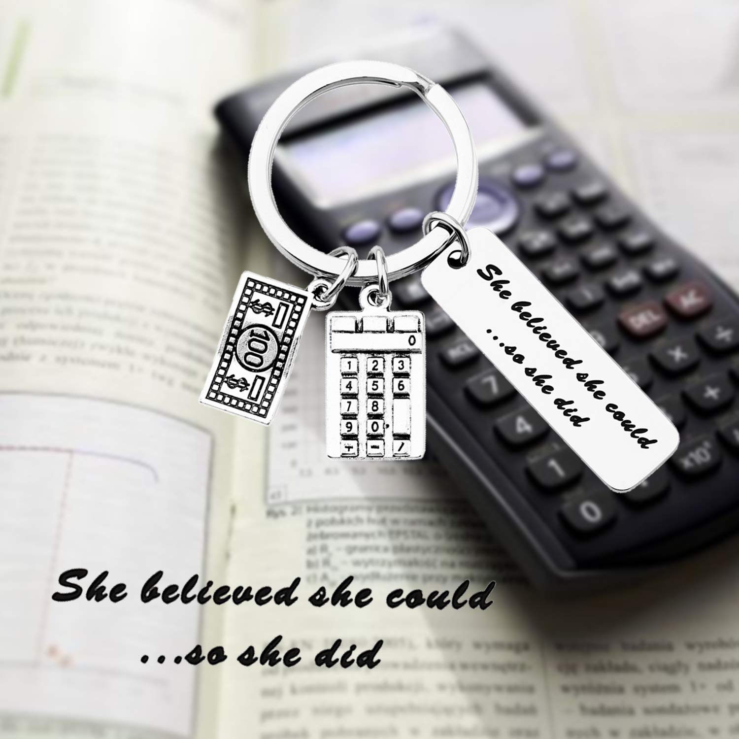 MYOSPARK Accountant Gift She Believed She Could So She Did Calculator Charm Keychain Inspirational Graduation Gift For CPA Accountant Auditor (Calculator Keychain)