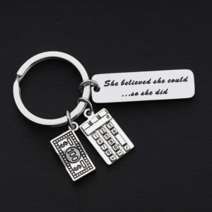 MYOSPARK Accountant Gift She Believed She Could So She Did Calculator Charm Keychain Inspirational Graduation Gift For CPA Accountant Auditor (Calculator Keychain)