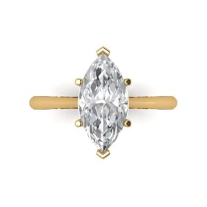 Clara Pucci 2.50 ct Marquise Cut Solitaire Genuine Moissanite Wedding Bridal Designer Anniversary Engagement Ring in 14k Yellow Gold