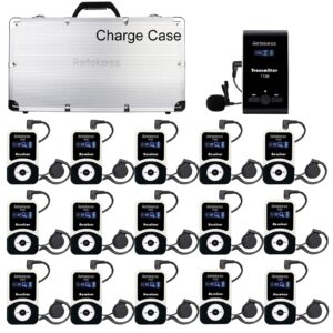 retekess t130 wireless tour guide system, church translation system, clear sound quality, tour guide headsets for church,school,factory(1 transimitter and 15 receiver 1 charging case)